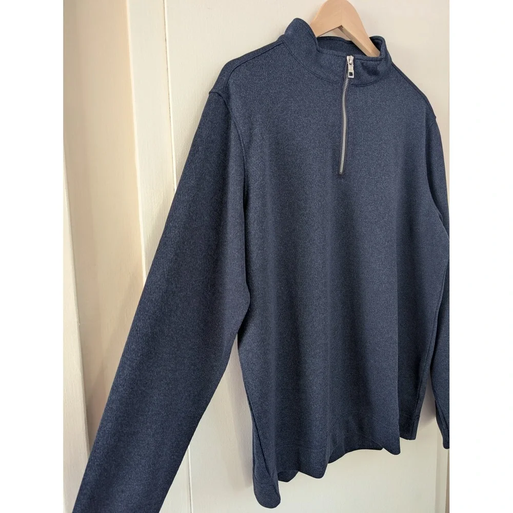 Peter Millar Navy Blue Heather Quarter Zip Pullover Sweater Men's L Gorpcore